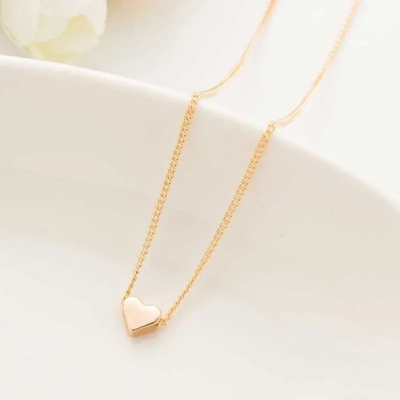 Heart Necklace Delicate Minimalist Gold Chain Delicate Love Simple Dainty Sexy - Picture 2 of 3